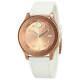 Movado Women's Watch Bold Quartz Rose Gold Dial White Rubber Strap 3600411