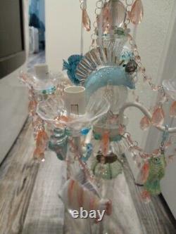 NEW Custom White & Pink Crystal Chandelier Sea Life Themed