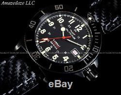 NEW Glycine 42mm Combat Sub 48 Swiss Made Auto Sapphire Crystal CF Leather Watch