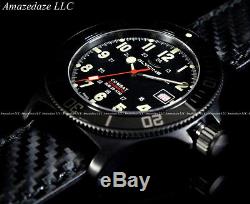 NEW Glycine 42mm Combat Sub 48 Swiss Made Auto Sapphire Crystal CF Leather Watch