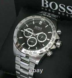 NEW HUGO BOSS HB1512965 IKON Black Watch Quartz Chronograph Stainless Steel