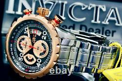 NEW Invicta Men AVIATOR BOLT FLIGHT Rose Gold/Blak Dial Tachy S. S Bracelet Watch
