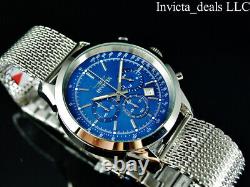 NEW Invicta Men's 45mm SPEEDWAY Chronograph BLUE DIAL Mesh Bracelet SS Watch