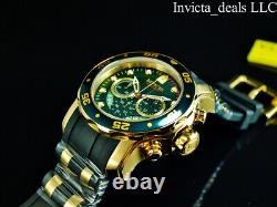 NEW Invicta Men's 48mm PRO DIVER SCUBA Chronograph GREEN DIAL Gold Tone SS Watch
