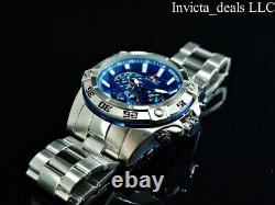 NEW Invicta Men's 52mm AVIATOR Swiss Chronograph BLUE DIAL Silver Tone SS Watch