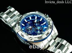 NEW Invicta Men's 52mm AVIATOR Swiss Chronograph BLUE DIAL Silver Tone SS Watch