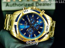 NEW Invicta Men's 52mm BOLT SCUBA Chronograph BLUE DIAL 18K Gold Plated SS Watch