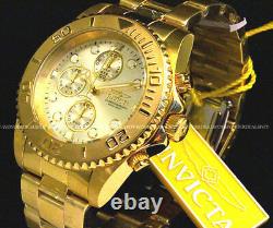 NEW Invicta Pro Diver 18K Gold Plated Champagne Dial Chrono S. S Bracelet Watch