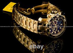 NEW Invicta Pro Diver Scuba 18K Gold Plated Black Dial Chrono S. S Bracelet Watch