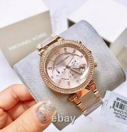 NEW Michael Kors MK5896 Parker Dial Rose Gold tone and Blush Acetate Wrist Watch