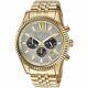 NEW Michael Kors Men's MK8494 Lexington Chrono Crystal Pave Dial Gold-Tone Watch
