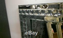 NEW Modern Art Deco Acrylic Crystal Glass Design Bevelled Mirror 60x80cm Clear