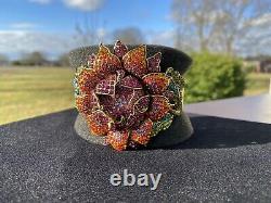 NWT HEIDI DAUS Late Bloomer Crystal Flower Bracelet Color Fuchsia