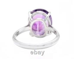 Natural Amethyst Gemstone Jewelry 14k White Gold Cocktail Ring Size 7 For Women