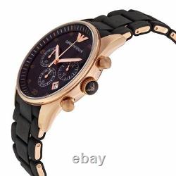 New Authentic Emporio Armani Ar5905 Rose Gold Silicone Mens Watch Uk Stock