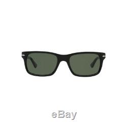 New Authentic Persol Sunglasses PO3048S 95/31 Black Frame Crystal Green Lens NIB