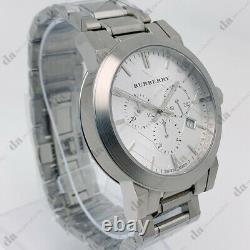 New Burberry BU9350 Classic Chronograph Stainless Steel Silver Dial Men's Watch