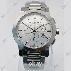 New Burberry BU9350 Classic Chronograph Stainless Steel Silver Dial Men's Watch