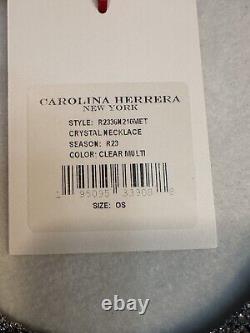 New Carolina Herrera Crystal Embellished Chunky Necklace Silver 2023 One Size