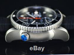 New Deep Blue 40mm Diver 1000 Quartz Chronograph Black Dial Sapphire Ss Watch