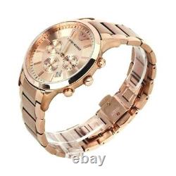New Emporio Armani Ar2452 Genuine Certificate Men's Watch Chronograph Rose Gold