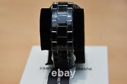 New Emporio Armani Men's Watch Ar1410 Black/rose Gold Ceramica Chronograph