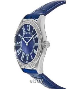 New Frederique Constant Diamond Blue Dial Leather Women's Watch FC-220MN3BD6