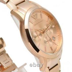 New Genuine Emporio Armani Ar2452 Rose Gold Chronoraph Men's Watch Uk Rrp £399