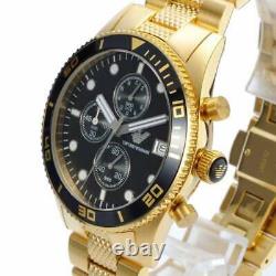 New Genuine Emporio Armani Ar5857 Yellow Gold Stainless Steel Men's Watch Uk