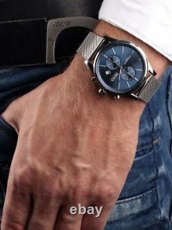 New Genuine Hugo Boss 1513441 Mens Jet Blue Dial Mesh Strap Chronograph Watch Uk