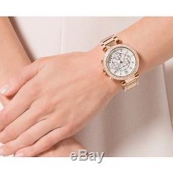 New Genuine Michael Kors Mk5491 Rose Gold Parker Crystal Women's Watch Uk