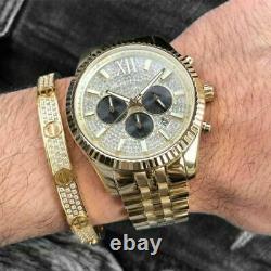 New Genuine Michael Kors Mk8494 Men's Watch Lexington Yellow Gold Chronograph