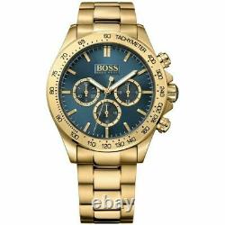 New Hugo Boss Hb1513340 Ikon Blue & Gold Genuine Men's Watch Chronograph