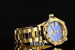 New Invicta Pro Diver Automatic with24 Jewels Gold Tone Blu Dial SS Bracelet Watch