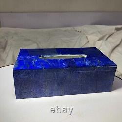New Lapis Lazuli Tissue box Handmade Natural Blue Crystal 23x13 cm