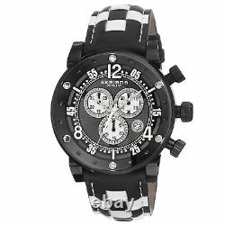 New Men's Akribos XXIV AK612BK Quartz Chronograph Checkered White Leather Watch