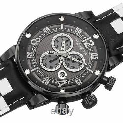 New Men's Akribos XXIV AK612BK Quartz Chronograph Checkered White Leather Watch