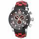 New Men's Akribos XXIV AK612RD Swiss Chronograph Checkered Red Leather Watch