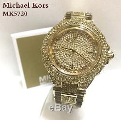 New Michael Kors Camille Gold Pave Dial Crystal Encrusted MK5720 Women's Watch