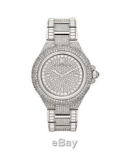 New Michael Kors Camille Silver Pave Dial Crystal Encrusted MK5869 Women's Watch