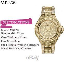 New Michael Kors MK5720 Camille Crystal Pave Quartz Stainless Steel Women Watch