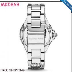 New Michael Kors MK5869 Camille Silver-Tone Crystal Pave Glitz Dial Ladies Watch