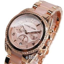 New Michael Kors Mk5943 Rose Gold Crystal Chronograph Women's Watch Uk