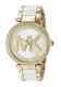 New Michael Kors Parker MK6313 Gold / White Logo Dial Wrist Crystal Women Watch