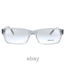 New Prada Heritage PR 16MV U431O1 Grey Crystal Plastic Rectangle Eyeglasses 53mm