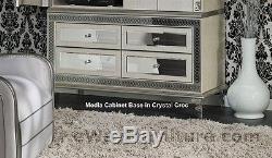 New Silver Executive Desk Home Office Furniture Crystal Accents Hollywood Style