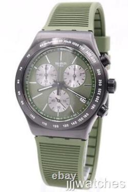 New Swiss Swatch Irony JUNGLE SNAKE Green Silicone Chrono Watch 45mm YVB411 $200
