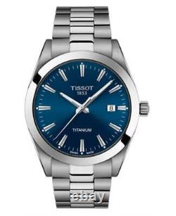 New Tissot Gentleman Quartz Blue Dial Titanium Men's Watch T127.410.44.041.00