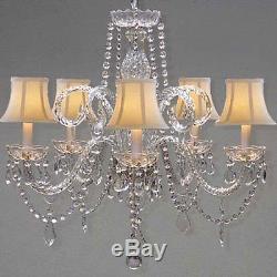 New! VENETIAN STYLE ALL CRYSTAL CHANDELIER WITH WHITE SHADES