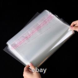 PREMIUM Crystal Clear Plastic Bags Lip Tape Resealable 9x12 12x15 10x13 14x20 US